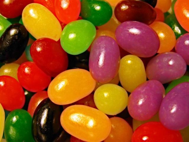 Closeup of colorful jelly beans.